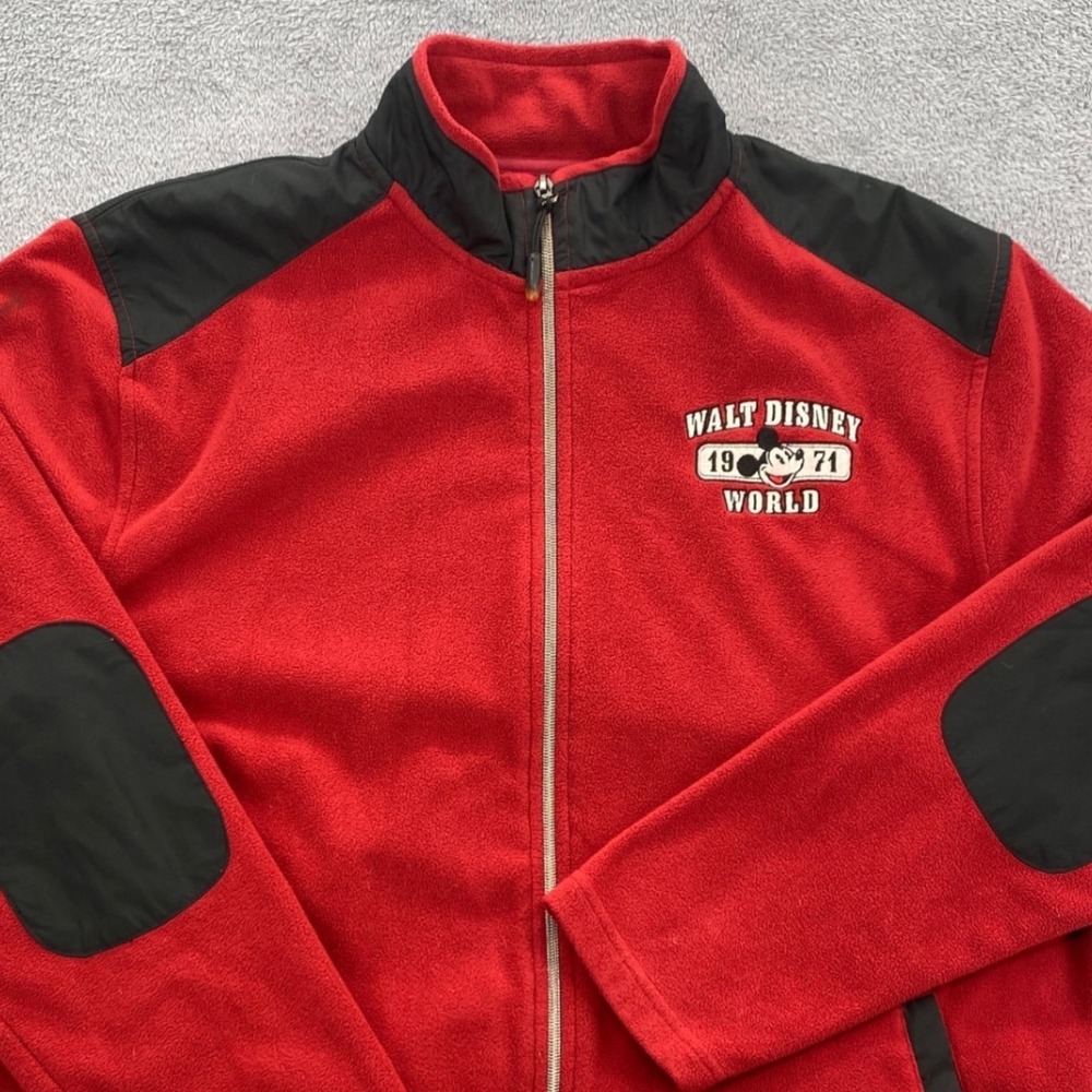 Vintage Y2K Walt Disney World Mickey Mouse Fleece Jacket Mens Large Red Full Zip